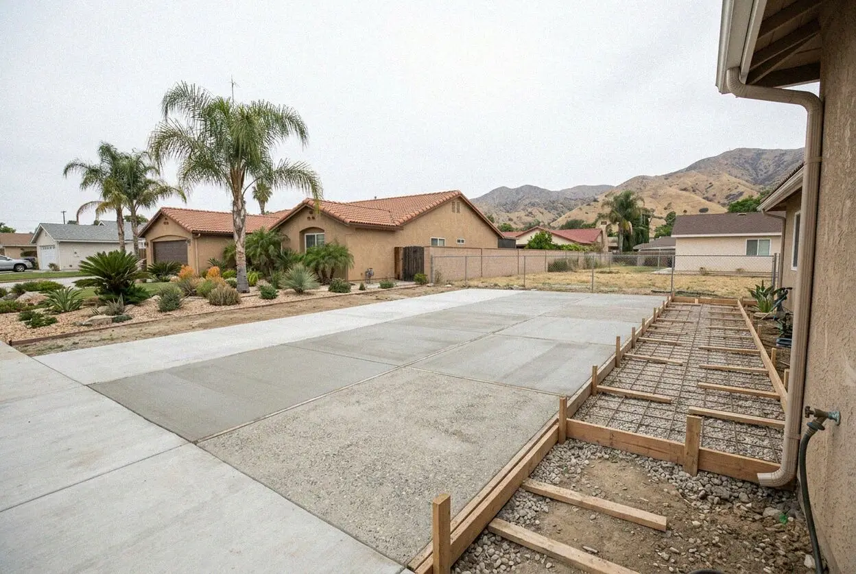 Pouring and finishing a concrete driveway in Baldwin Park