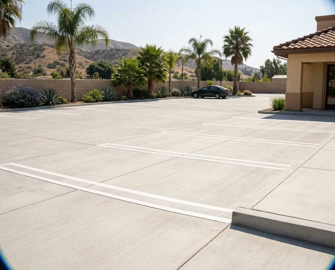 Paving a commercial concrete parking lot at a Pomona industrial site