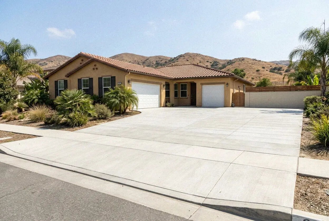 New concrete driveway at a 1920s bungalow in Lincoln Park, Pomona