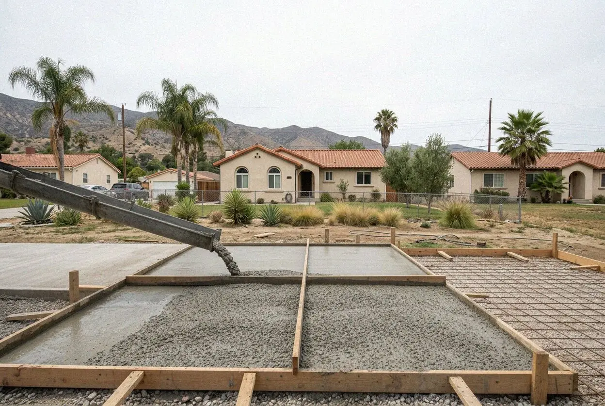Finishing a reinforced concrete residential driveway in Vincent